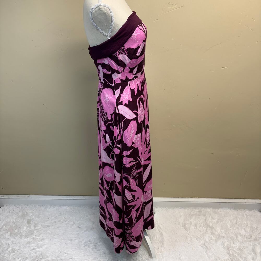 Anthropologie Jo Faulkner Strapless Pink Red Floral Dress Size 10 - Picture 4 of 8